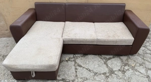 Canapea Extensibila tip Coltar  2,50 m; Pat cu Lada si Saltea 200x135 