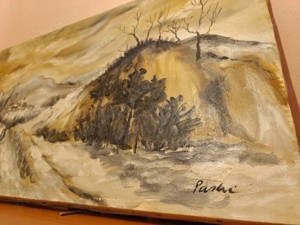 Tablou toamnă Colecție pictor Alexandru Pascu "Valea Jiului" 2004 70x40 41 cm - imagine 3