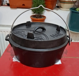 Particular! Ceaun cuptor olandez Petromax, ft4.5-t cu fund plat, 26 cm, 4 L