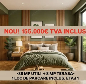 APARTAMENT 3 CAMERE, MASTER-BEDROOM, TERASA, PARCARE, ETAJ 1, TVA INCLUS!