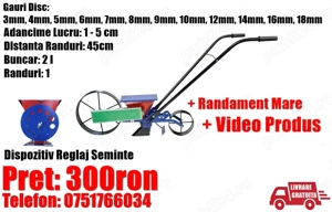 Semanatoare Semanator Plantator Manuala Mecanica Reglaj Seminte Legume Cereale Fructe Plante 1 Rand 