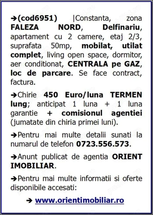 Faleza Nord, Delfinariu, 2 camere, mobilat, gaze, inchirieri Constanta - imagine 8