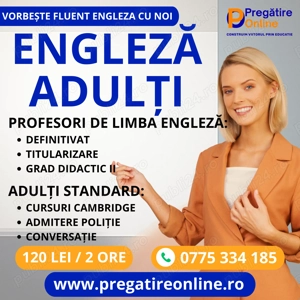 Meditatii la limba engleza pentru adulti si pentru admitere la scolile de Politie si de Jandarmerie