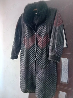 Cojoc lung din piele naturala, imblanit