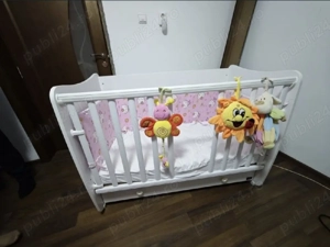 Vand pat patut cu sertar 3 in 1 + saltea + aparatori