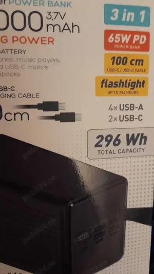 Baterie externa 10000mA 20000mA 30000mA 80000mA powerbank fast charge premium cu display - imagine 2