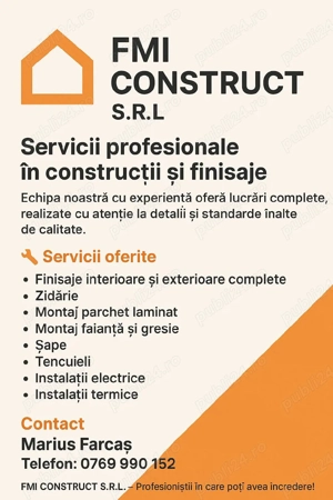 Executam lucrari de constructii la cheie 