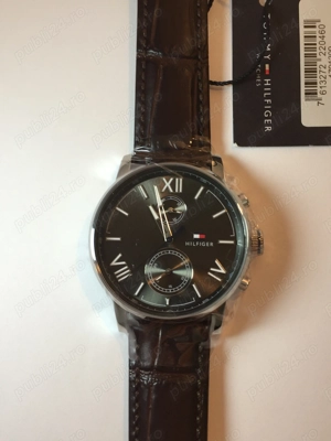 Ceas Tommy Hilfiger barbatesc 1791309 (Alden), carcasa inox argintiu, 44mm, curea maro piele - imagine 3