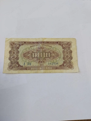 bancnota veche  de 3 lei 1952