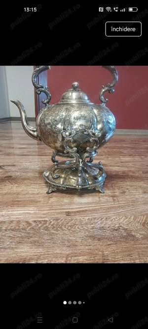 ceainic placat cu argint masiv  - imagine 2