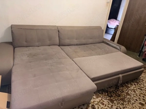 Coltar extensibil gri cu lada de depozitare   confortabil, stare buna