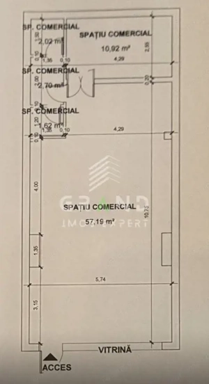 Spațiu Comercial | 73 mp | Vitrină 6 ml | Zona Piața Zorilor 