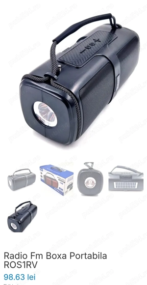 Boxa portabila, 15 W, wireless, radio, lanterna, bluetooth