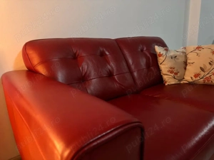 Canapea rosie piele naturala