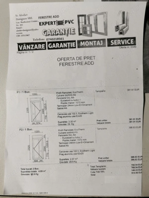 Vand Ansamblu 2x Usi termopan cu luminator dezasamblate