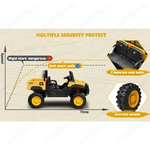 UTV electric pentru 2 copii, Caterpilar CAT 2x45W 12V 10Ah Yellow - imagine 2