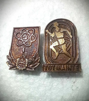 2 insigne pionieri, lipsă emailuri