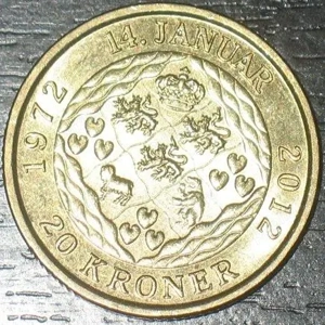 20 kr. Danemarca 2012 - comemprativa - UNC