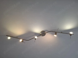 Lampa 5 socluri GU10, metal,  argintie.
