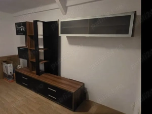 Mobilă living lemn de nuc și negru