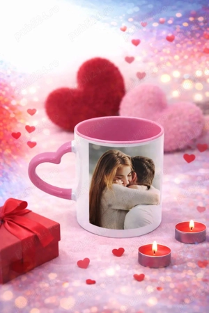 Cana personalizată cu poză   mâner în formă de inimă