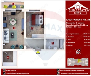 Apartament 2 camere la mansardă | Vila 3 | Subcetate City 2 - imagine 7