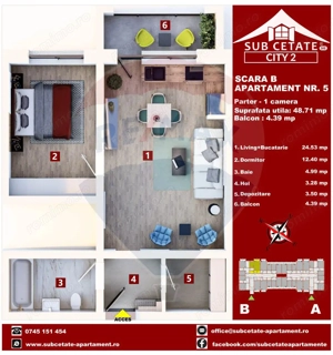Studio generos 48 mp | Compartimentare eficientă | Subcetate City 2 - imagine 8