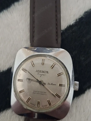 Ceas Vintage Aseikon Super De Luxe   Mecanism Tradear Ltd.   Curea Nouă