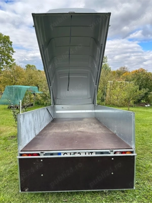 Vând remorcă 750 kg, 2 axe, cu platformă rabatabilă și hardtop - imagine 2