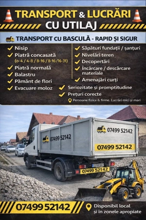 buldoexcavator si camion 7,5 de inchiriat 