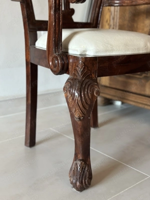  Opt scaune superbe din lemn masiv si piele alba - imagine 2