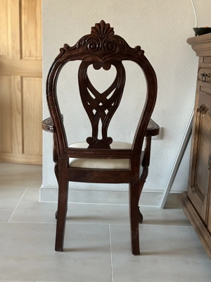  Opt scaune superbe din lemn masiv si piele alba - imagine 4