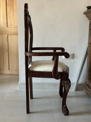  Opt scaune superbe din lemn masiv si piele alba - imagine 3