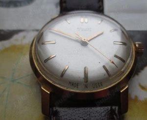 Ceas Poljot placat aur 22 karate strat 26 microni mecanism 2409 seria 4429089, fabricat 1965-1966 - imagine 3