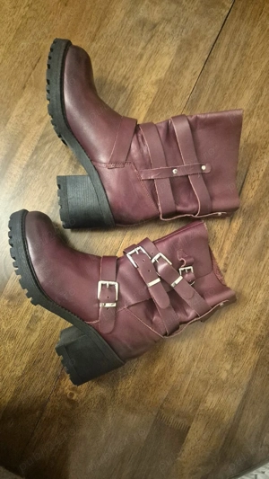 Ghete dama Caspian, casual, piele naturala, Visiniu