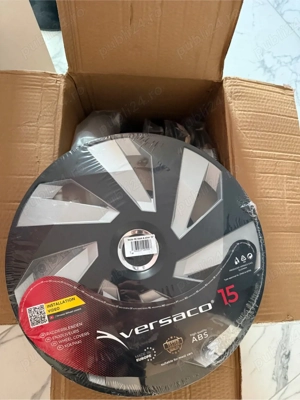 Capace roti universale 15” , Negru/argintiu, set 4 buc - imagine 2