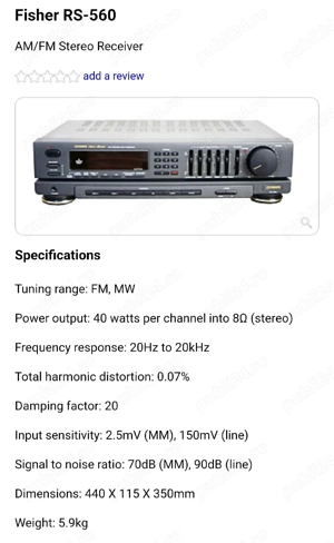 Fisher rs-560  - imagine 2