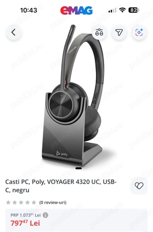 Vand casti poly voyager 4320 uc usb-c NOU - imagine 4