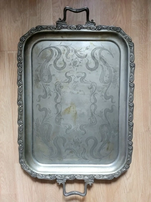 Tava mare cu anse placata cu Argint-62  47cm