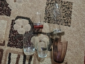 SET 5 Pahare sticla cristal cu diverse modele desene gravate-25 LEI