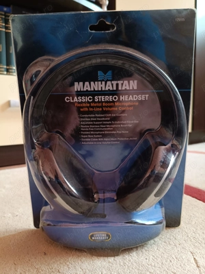 Vând Căști cu microfon MANHATTEN 175555, 2 x Jack 3.5 mm, Laptop, PC - NOU, SIGILAT