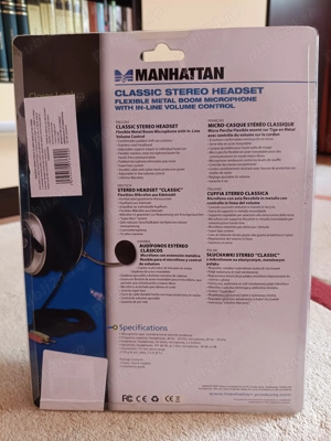 Vând Căști cu microfon MANHATTEN 175555, 2 x Jack 3.5 mm, Laptop, PC - NOU, SIGILAT - imagine 3