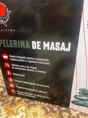 Pelerină masaj FIJI cu încălzire   ideală pentru dureri de spate