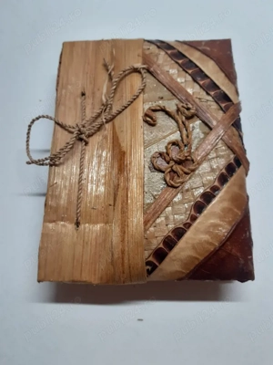 Set sculptura din lemn elefant in elefant cu mini agenda din bambus - imagine 4