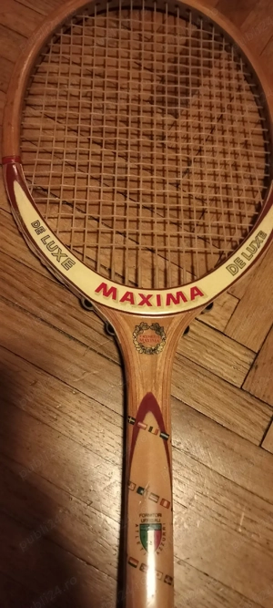 Racheta de tenis de camp din lemn, Italia - imagine 5