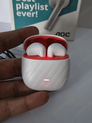 Căști Bluetooth True Wireless AOC Best Playlist Ever bloody -white  - imagine 4