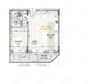 Apartament modern cu 2 camere, complet mobilat, 56 mp, parcare, terasa, Eroilor - imagine 7