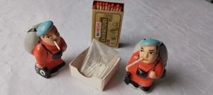 Set Pereche Mini-Pufăitori Vintage (5,5 cm) + 18 Bețișoare-Ţigară Albe