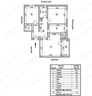  		Apartament cu 3 camere decomandat, situat la etajul 7, in Micro 20. - imagine 9