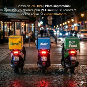 Livratori Glovo, Wolt, Bolt cu PFA sau SRL - imagine 3